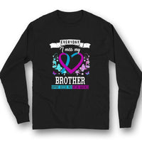 Everyday I Miss Brother, Suicide Prevention Awareness Shirt, Ribbon Heart Flower