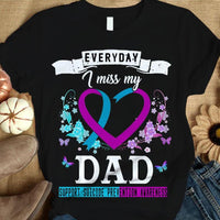 Everyday I Miss Dad, Suicide Prevention Awareness Shirt, Ribbon Heart Flower