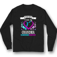 Everyday I Miss Grandma, Suicide Prevention Awareness Shirt, Ribbon Heart Flower