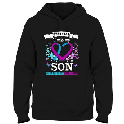 Everyday I Miss Son, Suicide Prevention Awareness Shirt, Ribbon Heart Flower