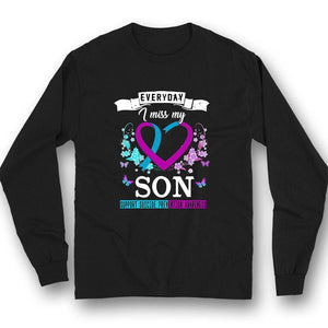 Todos los días extraño a mi hijo, camiseta de concienciación sobre la prevención del suicidio, cinta con forma de corazón y flor