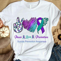 Peace Love, Suicide Prevention Awareness Shirt, Ribbon Heart