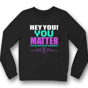 Camiseta de apoyo para la concientización sobre la prevención del suicidio, You Matter, con lazo en el corazón