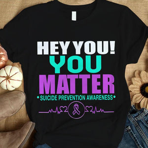 Camiseta de apoyo para la concientización sobre la prevención del suicidio, You Matter, con lazo en el corazón