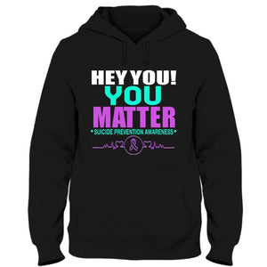 Camiseta de apoyo para la concientización sobre la prevención del suicidio, You Matter, con lazo en el corazón