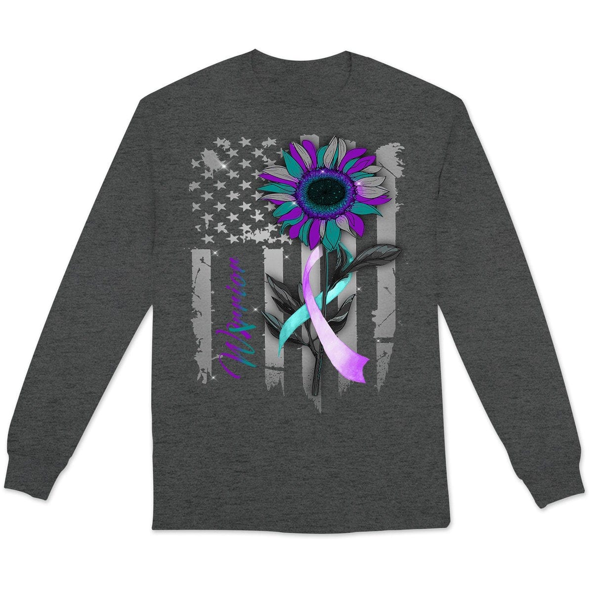 Sudadera con capucha y estampado de girasol con la bandera estadounidense para prevenir el suicidio