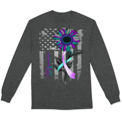 Sudadera con capucha y estampado de girasol con la bandera estadounidense para prevenir el suicidio