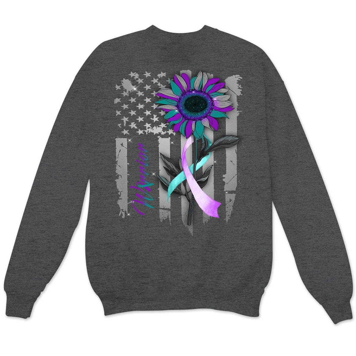 Sudadera con capucha y estampado de girasol con la bandera estadounidense para prevenir el suicidio