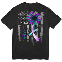 Suicide Prevention Awareness Support Shirt, Ribbon Sunflower American Flag