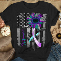 Suicide Prevention Awareness Support Shirt, Ribbon Sunflower American Flag