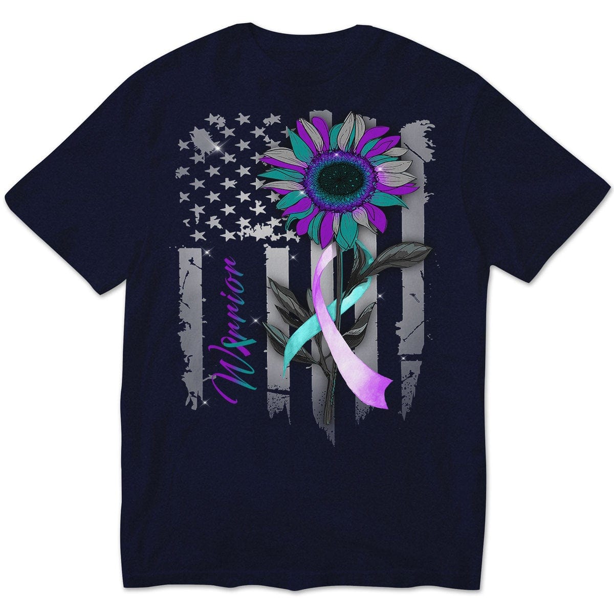 Camisetas de manga larga con cinta y girasol, bandera estadounidense, para prevenir el suicidio