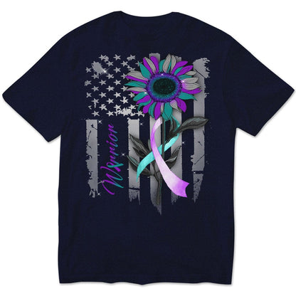 Camisetas de manga larga con cinta y girasol, bandera estadounidense, para prevenir el suicidio