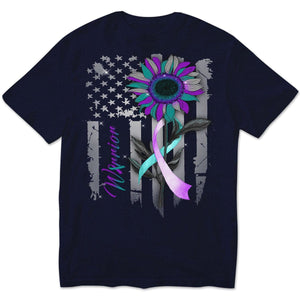 Suicide Prevention Awareness Support Shirt, Ribbon Sunflower American Flag