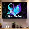 You Matter, Ribbon Heart, Suicide Prevention Awareness Poster, Canvas, Wall Print Art