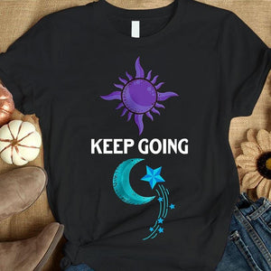 Camisetas de concienciación sobre el suicidio Sigue adelante Luna y sol