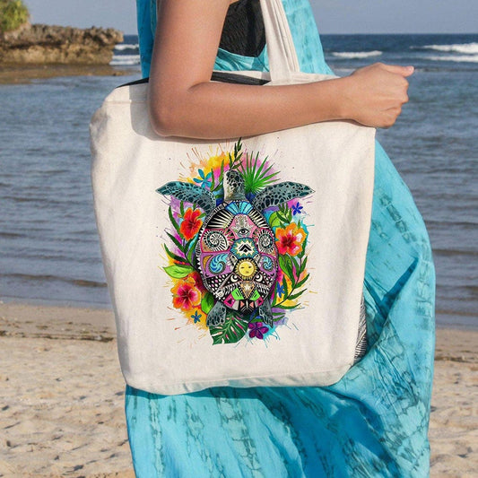 Bolsa de mano con diseño de tortuga marina en acuarela