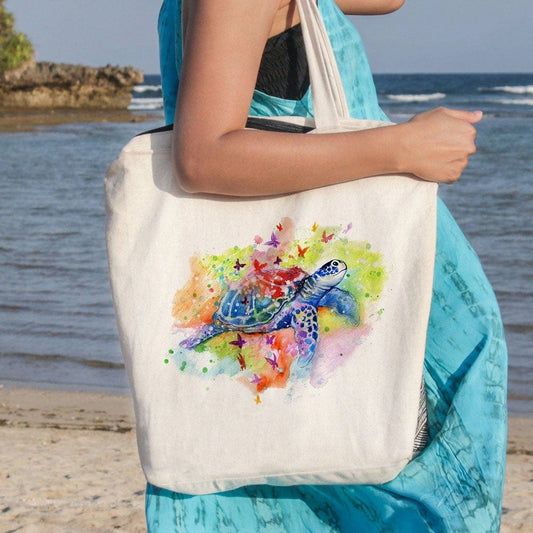 Bolsa de mano con diseño de tortuga marina de acuarela