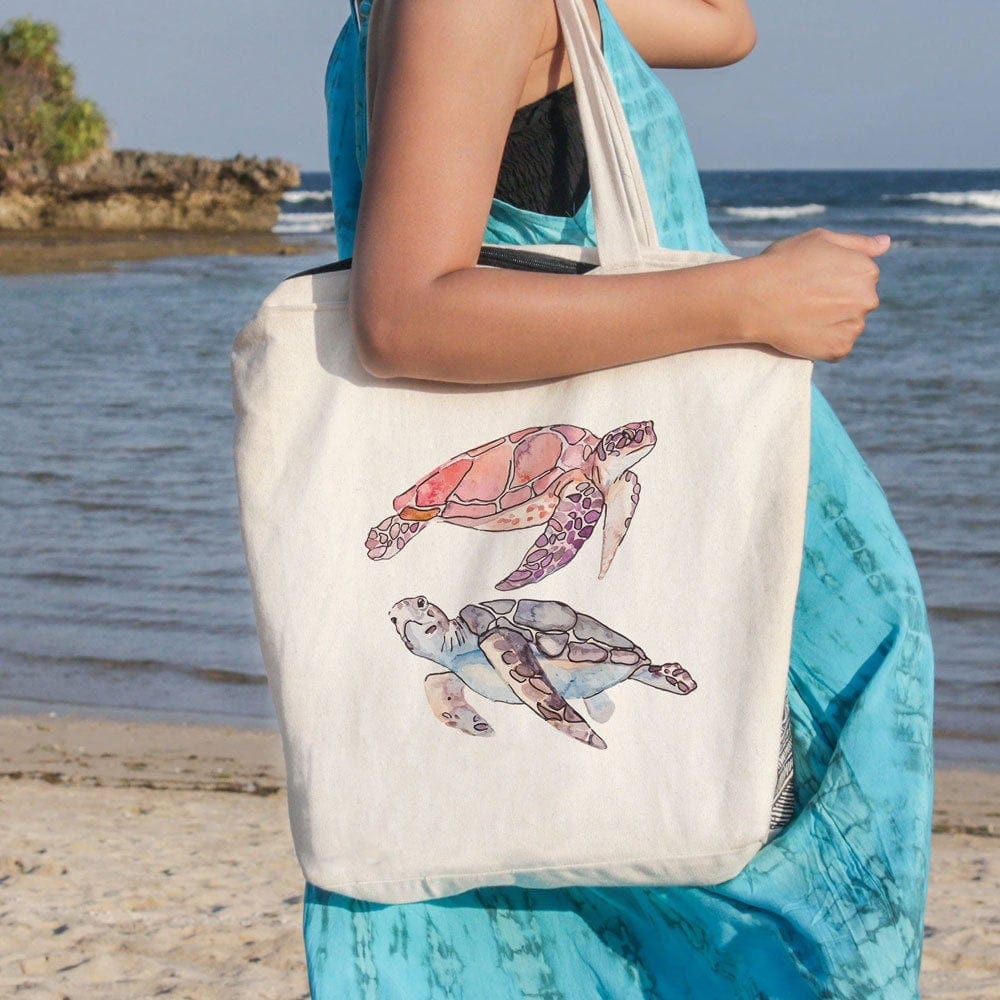 Couple Sea Turtle Tote Bag