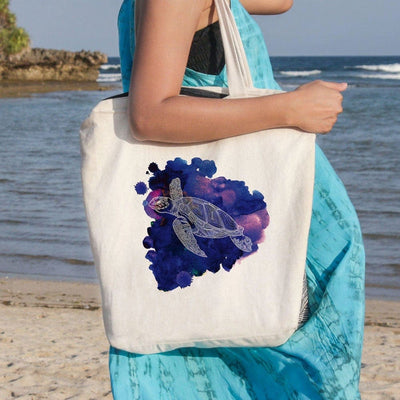 Purple Sea Turtle Tote Bag
