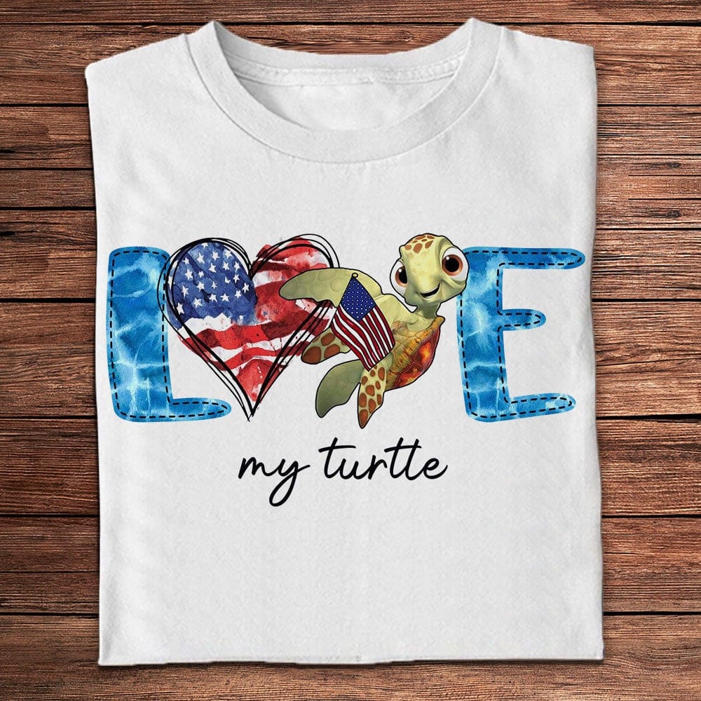 Camisetas con la bandera estadounidense Love My Turtle