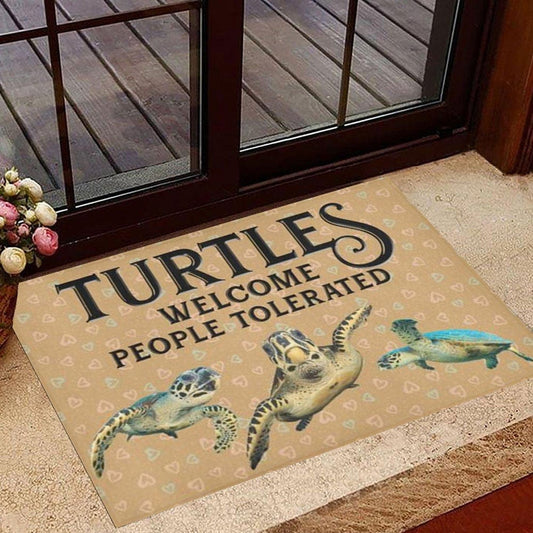 Felpudo de bienvenida a las tortugas y personas toleradas
