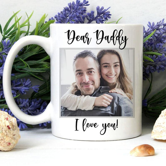 Taza personalizada con foto del día del padre "Querido papá"