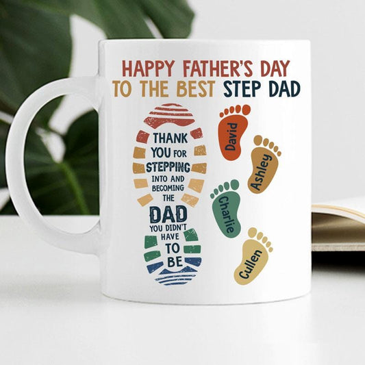Taza personalizada para el día del padre con el mejor padrastro y el mejor papá
