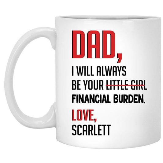 Regalo divertido personalizado para papá de parte de su hija, taza para el día del padre