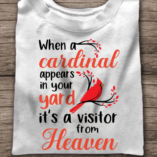 Cuando un cardenal aparece en tu jardín es un visitante del cielo Camiseta conmemorativa