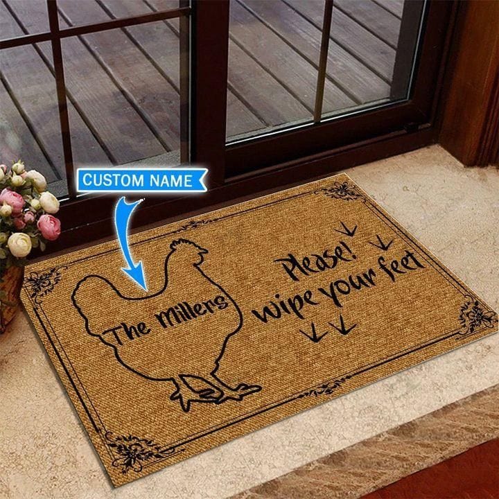 Personalized Wipe Your Feet Chicken Doormat