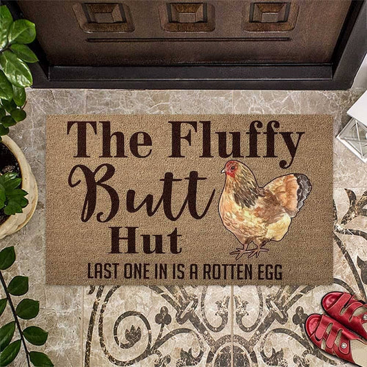 Fluffy Butt Hut Funny Chicken Doormat