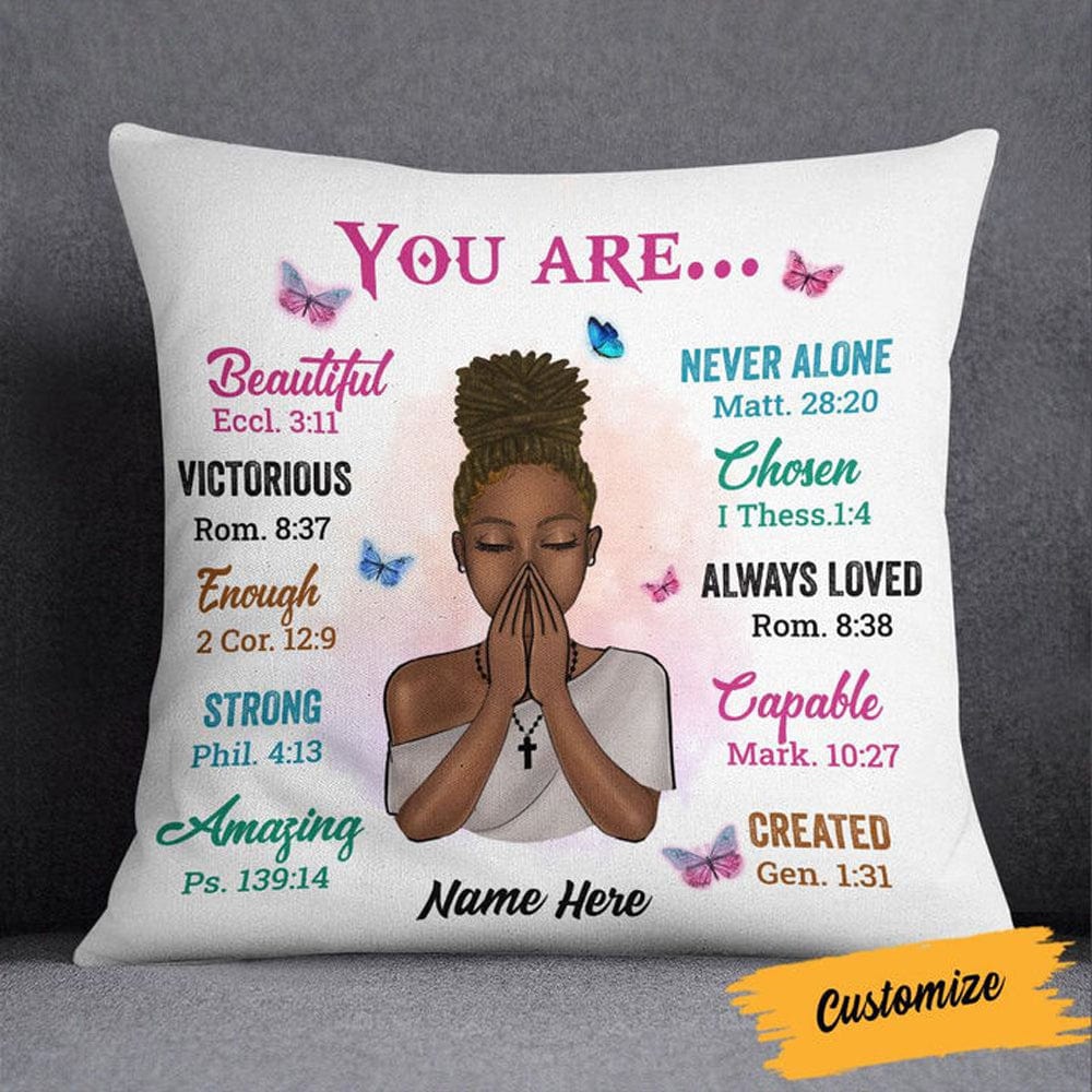 Eres hermosa, almohada afroamericana personalizada victoriosa