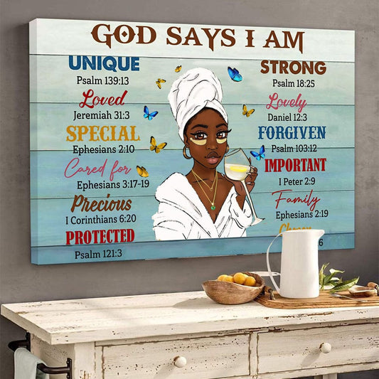 Dios dice que soy único, póster afroamericano fuerte, lienzo