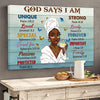God Says I Am Unique, Strong African American Poster, Canvas
