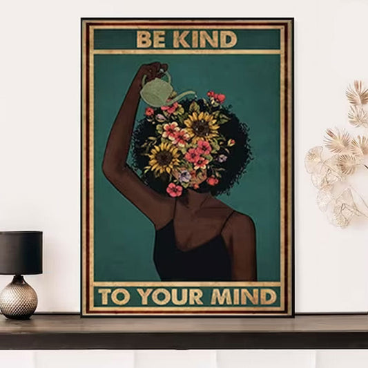 Sé amable con tu mente Póster afroamericano, lienzo