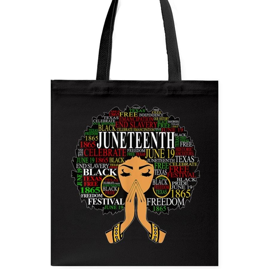 African American Tote Bag, Juneteenth Festival Freedom, Afro Black Woman Canvas Bags
