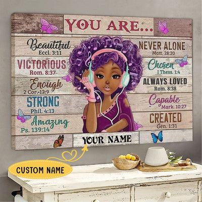 Personalized African American Poster You Are Beautiful Black Woman Canvas, Wall Art Decor