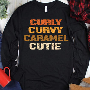 African American Shirts, Curly Curvy Caramel Cutie Black People Pride Culture