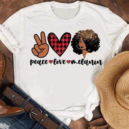 Camiseta afroamericana, paz, amor, melanina, mujeres negras, orgullo, cultura