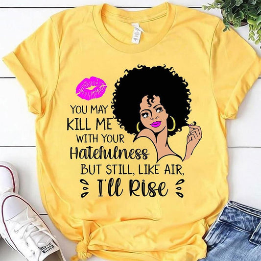 Camisetas afroamericanas, I'll Rise Afro Black Woman Power Pride