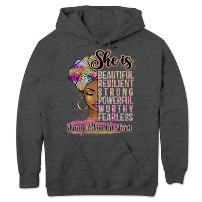 Camisetas afroamericanas, ella es hermosa, resistente y fuerte, mujer afro negra