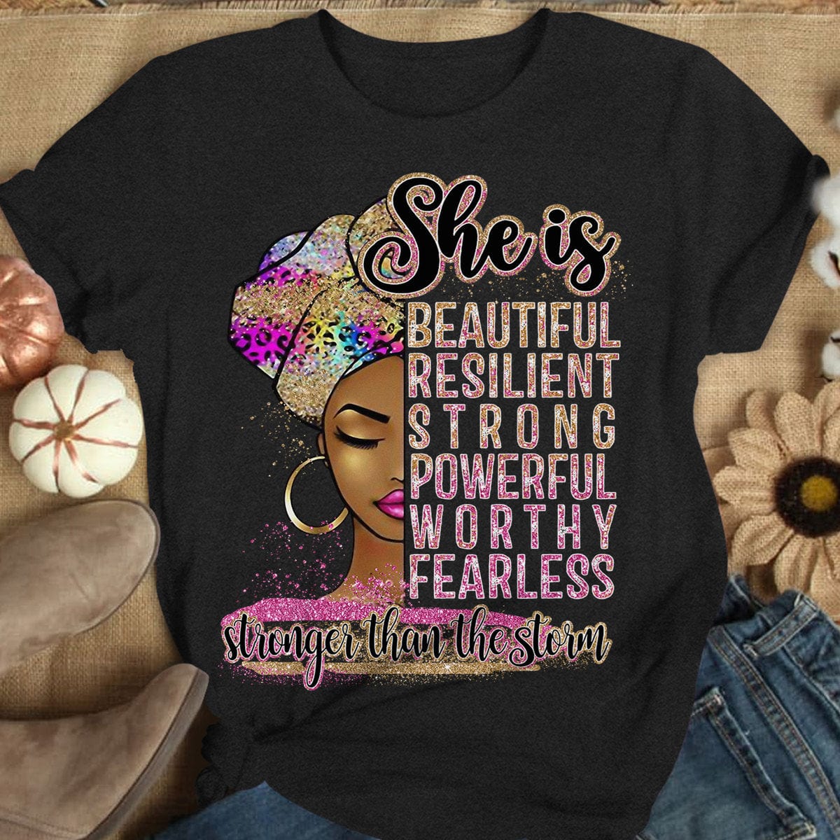 Camisetas afroamericanas, ella es hermosa, resistente y fuerte, mujer afro negra