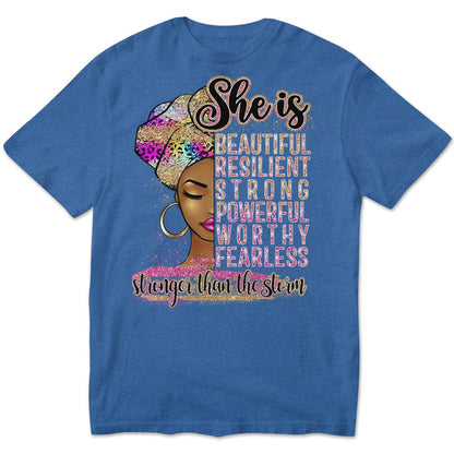 Camisetas afroamericanas, ella es hermosa, resistente y fuerte, mujer afro negra