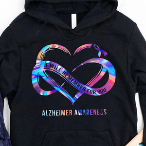 Te recordaré con corazón infinito, sudadera con capucha y camiseta para personas con Alzheimer