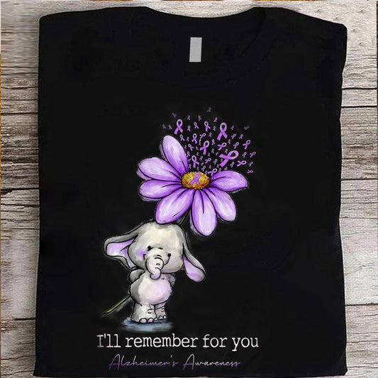 Lo recordaré por ti con un elefante, camiseta de concienciación sobre el Alzheimer