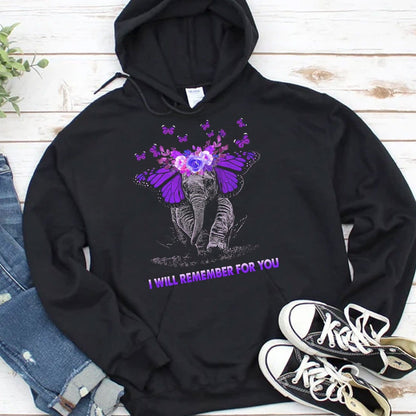 I Will Remember For You Elephant Alzheimer's Hoodie, Shirts