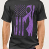 Purple Ribbon American Flag, Alzheimer's Awareness Shirt