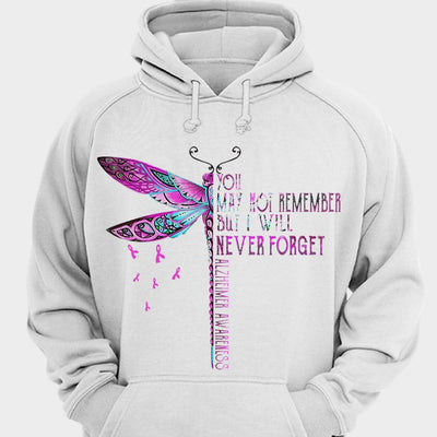 You May Not Remember But I Will Never Forget Dragonfly Alzheimer's Awareness Shirts