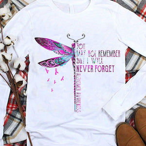 Puede que no lo recuerdes, pero yo nunca lo olvidaré. Camisetas de concienciación sobre el Alzheimer de Dragonfly