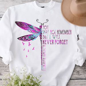 Puede que no lo recuerdes, pero yo nunca lo olvidaré. Camisetas de concienciación sobre el Alzheimer de Dragonfly